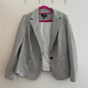 Talbots Black and White Patterned Blazer Petite